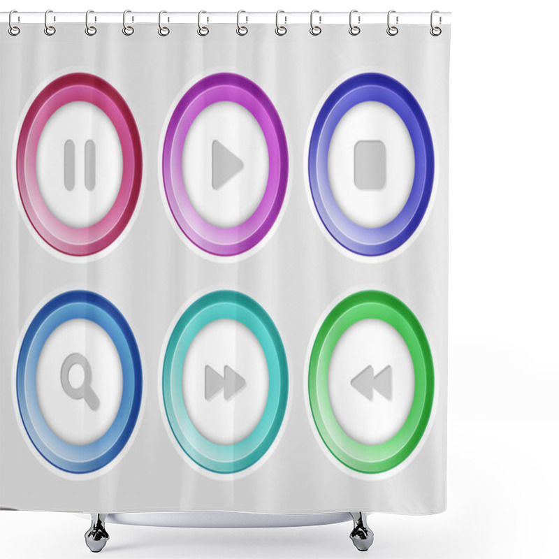 Personality  Collection Of Media Buttons. Shower Curtains