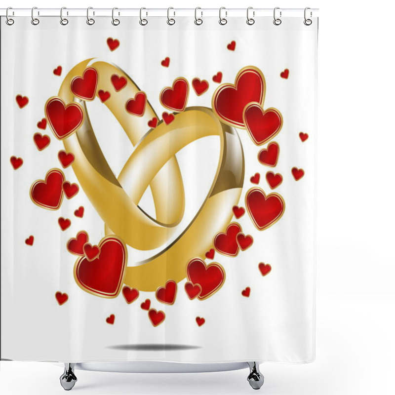 Personality  Illustration With Wedding Rings And Red Heart Shower Curtains