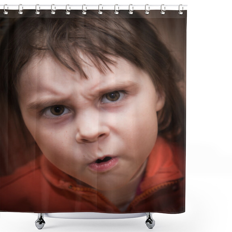 Personality  Kid With A Sour Face. Shower Curtains