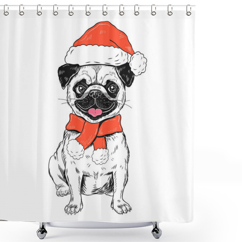 Personality  Funny Christmas Pug Dog  Shower Curtains