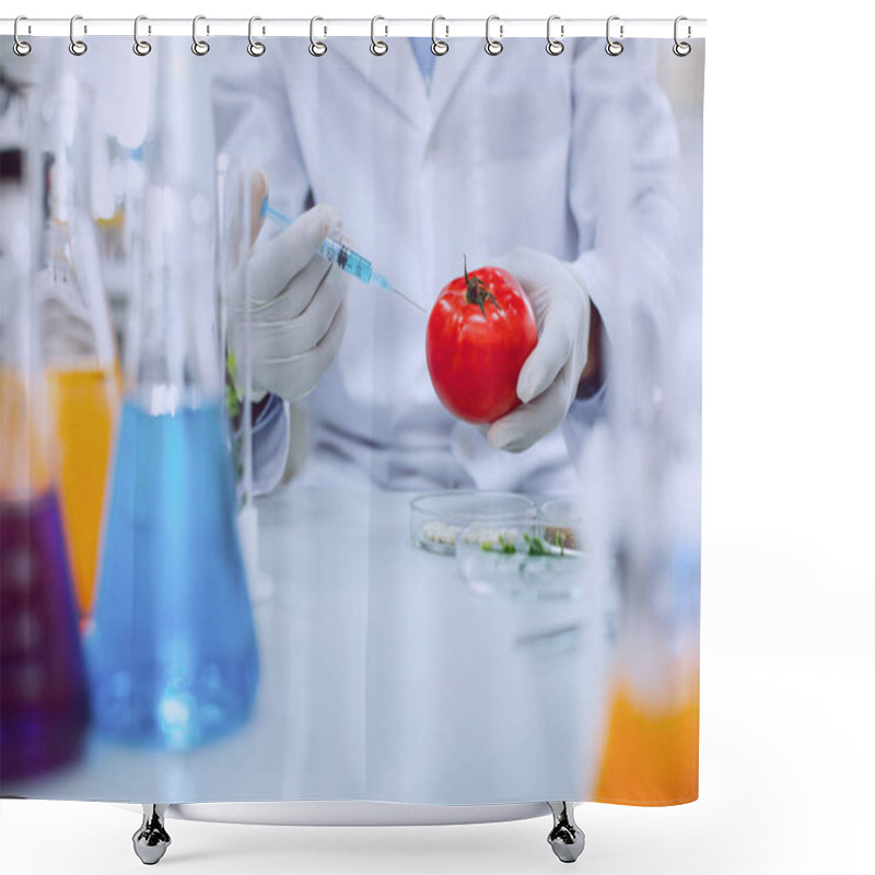 Personality  Smart Knowledgeable Scientist Testing Tomatoes Shower Curtains