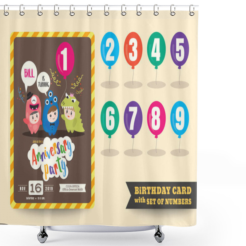 Personality  One Year Anniversary Kids Birthday Celebration Template Shower Curtains