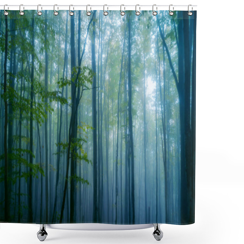 Personality  Magical Misty Autumn Forest. Beatiful Landscape Shower Curtains