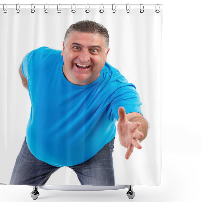 Personality  Excited Man With Arm Outstretched Shower Curtains