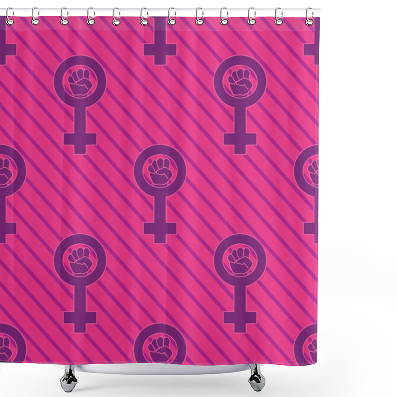 Personality  Seamless Pink Feminist Pattern Background. Venus Mirror. Nice And Beautiful Vector Grapgic Illustration Shower Curtains