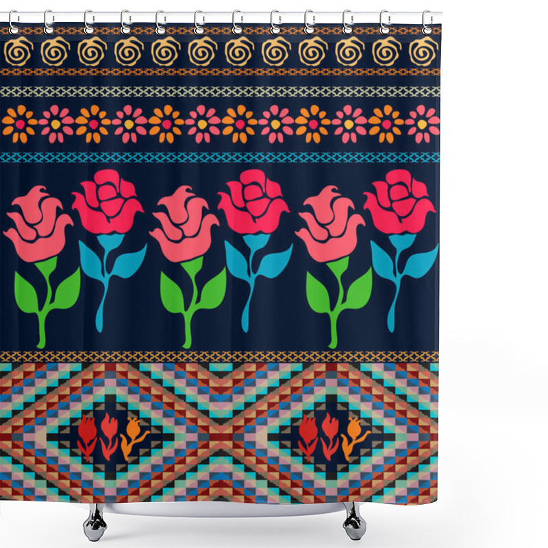 Personality  Bag Design. Bohemian Seamless Pattern. Ethnic And Peruvian Motifs. Shower Curtains