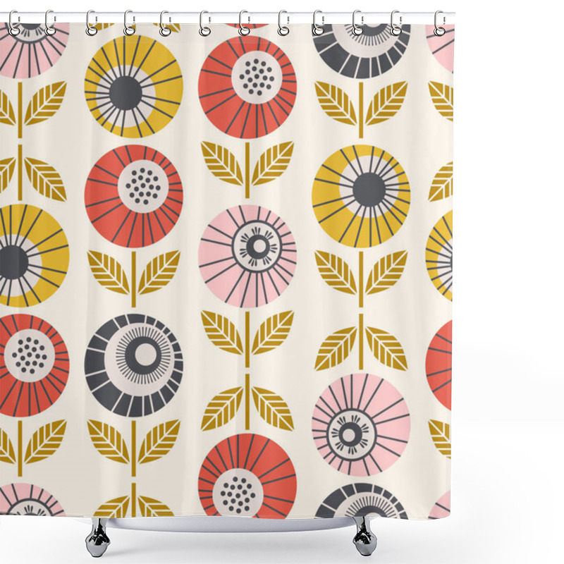 Personality  Seamless Retro Pattern With Flowers Shower Curtains