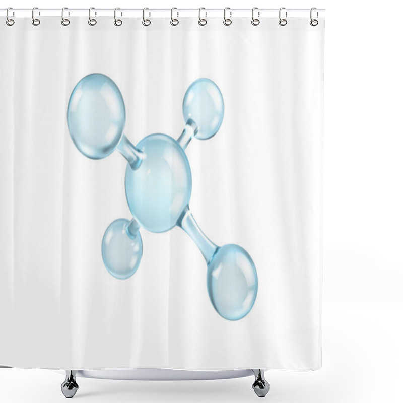 Personality  Glass Molecule Model. Reflective And Refractive Abstract Molecular Shape Isolated On White Background. Vector Illustration Shower Curtains