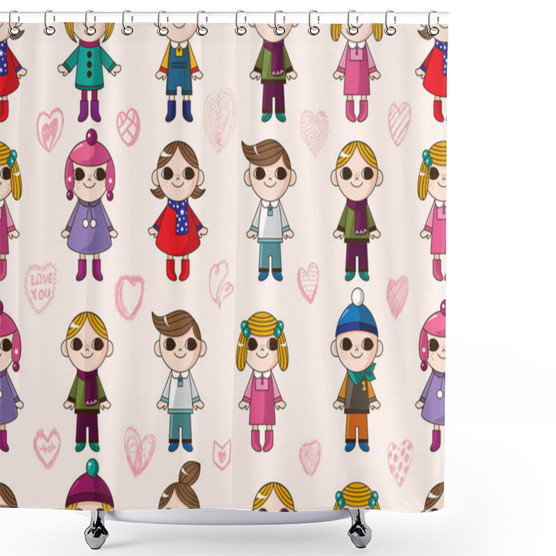 Personality  Seamless Cute Cartoon Pattern Shower Curtains