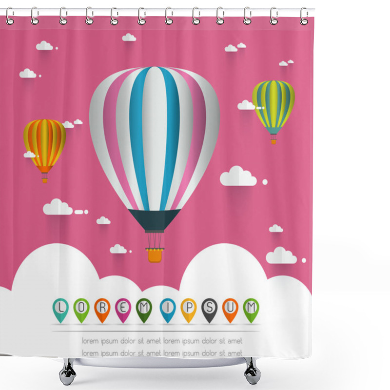 Personality  Hot Air Balloon In The Sky Over Moutain Shower Curtains