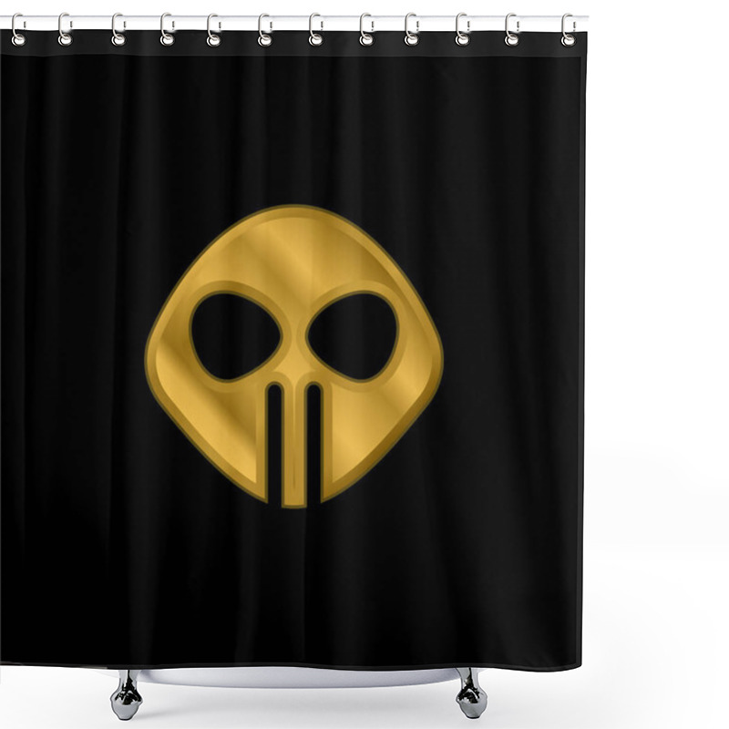 Personality  Alien Gold Plated Metalic Icon Or Logo Vector Shower Curtains