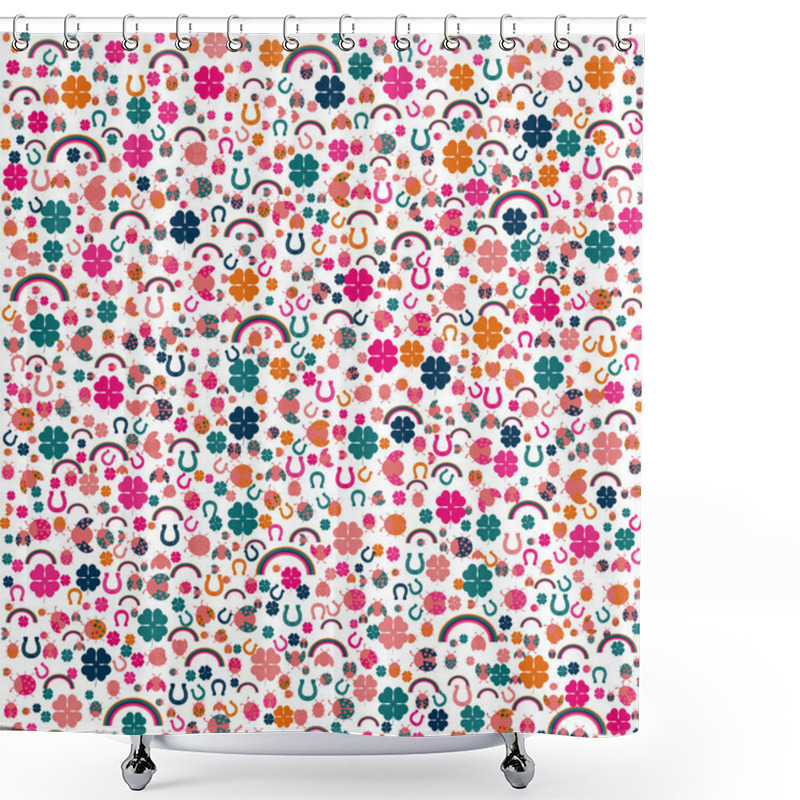 Personality  Background With Lucky Charms, Vector Shower Curtains