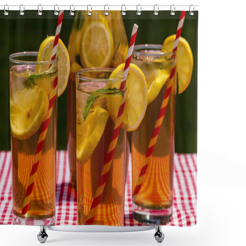 Personality  Fresh Brewed Ice Tea On The Patio Shower Curtains