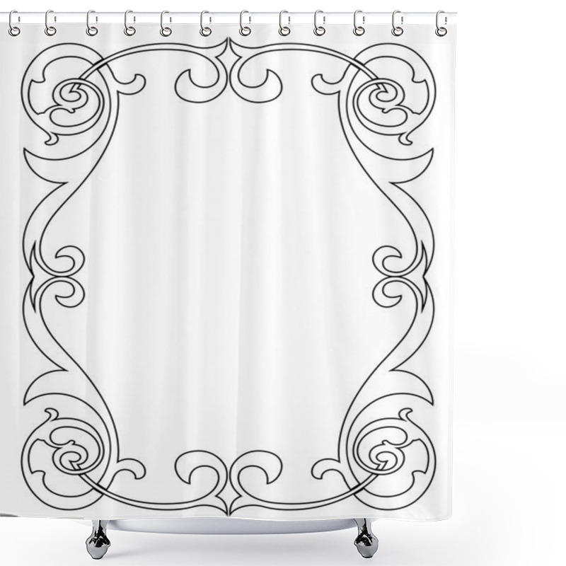 Personality  Calligraphy Penmanship Curly Baroque Frame Black Shower Curtains