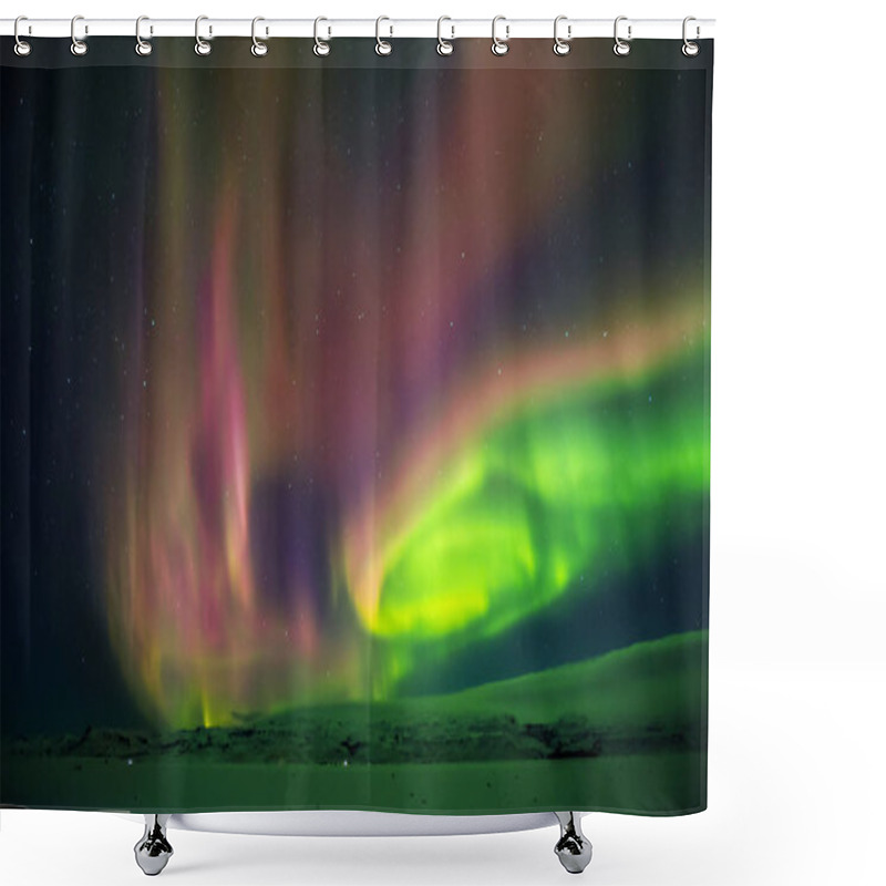 Personality  Beautiful Aurora Borealis In Iceland, Shot In Early Winter Perio Shower Curtains