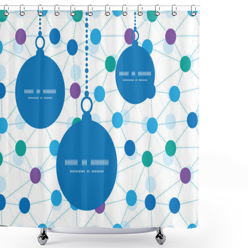 Personality  Vector Connected Dots Christmas Ornaments Silhouettes Pattern Frame Card Template Shower Curtains