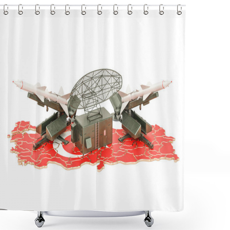 Personality  Turkish Missile Defence System Concept, 3D Rendering Shower Curtains