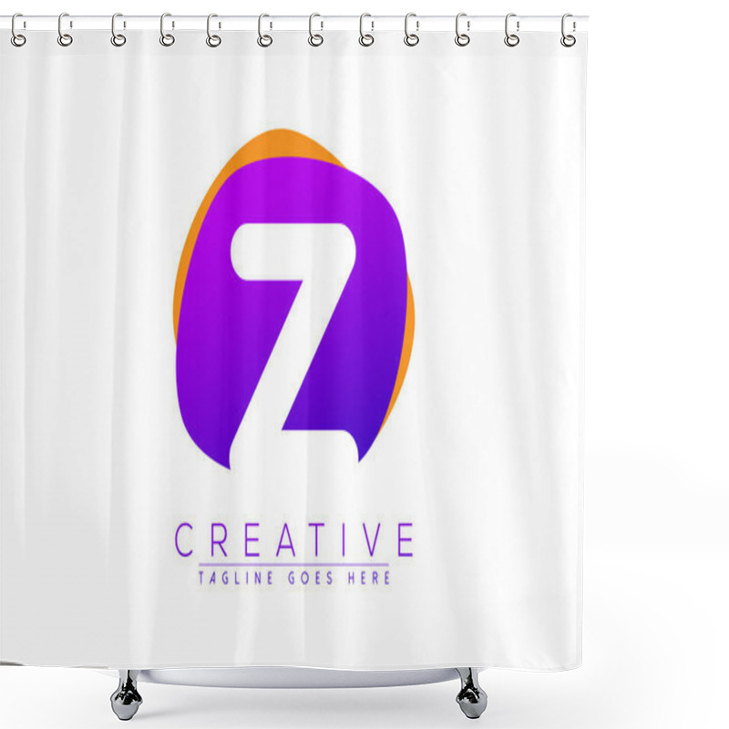 Personality  Initial Z, Letter Z Vector Logo Icon With Purple And Orange Geometric Shapes In The Back Shower Curtains