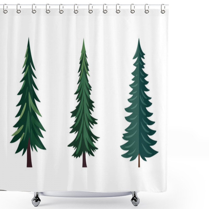 Personality  Green Set Of Christmas Trees Isolated. Vector Illustration Shower Curtains