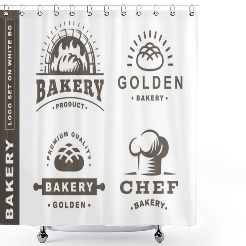 Personality  Set Bread Logo - Vector Illustration. Bakery Emblem On White Background Shower Curtains