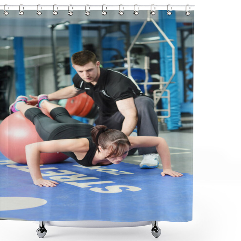 Personality  Press Ups On Gym Ball Shower Curtains