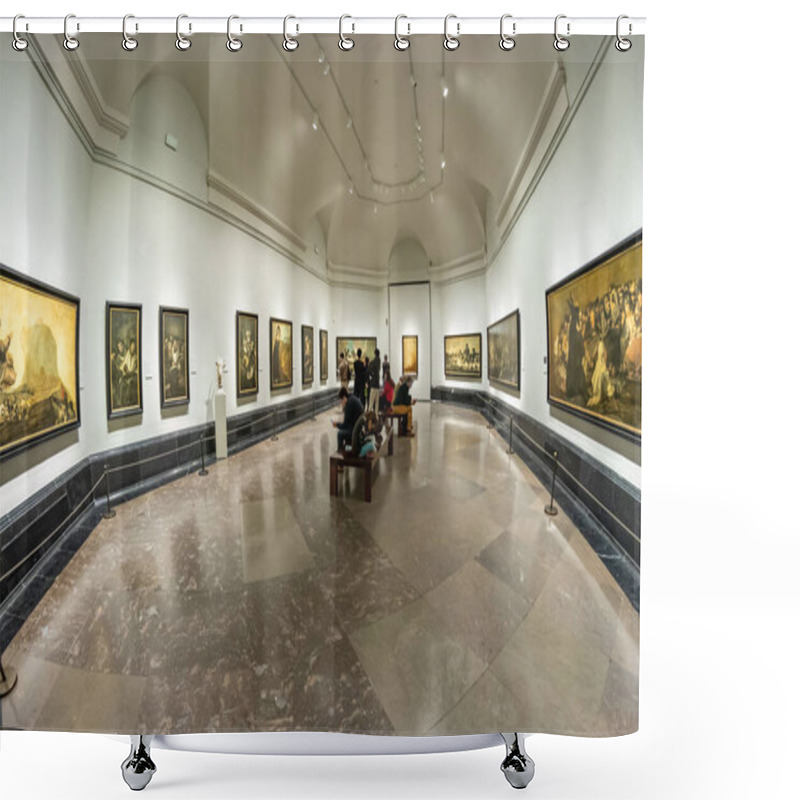 Personality  MADRID, SPAIN - DECEMBER 13, 2018: Visitors Inside The Prado Museum A Major Cultural Landmark In Madrid. Shower Curtains