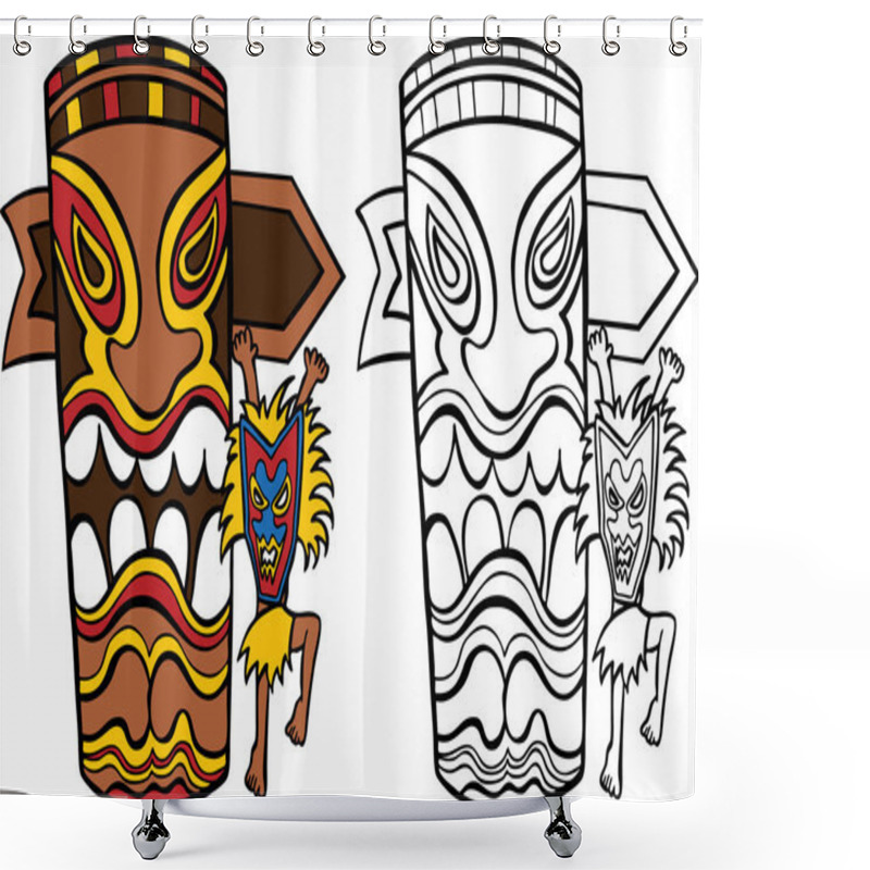 Personality  Witch Doctor With Totem Pole Shower Curtains