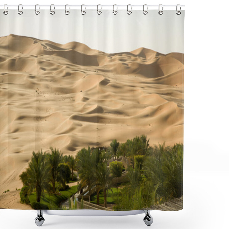 Personality  Green Oasis In The Middle Of A Sand Desert Shower Curtains