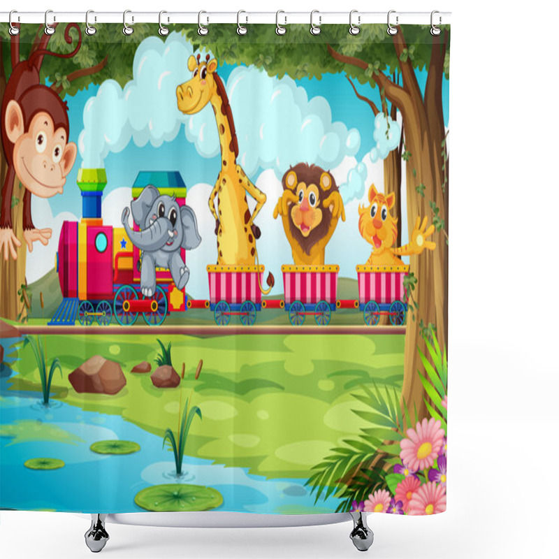 Personality  Animals And Train Shower Curtains