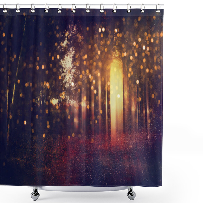 Personality  Abstract And Mysterious Background Of Blurred Forest Shower Curtains