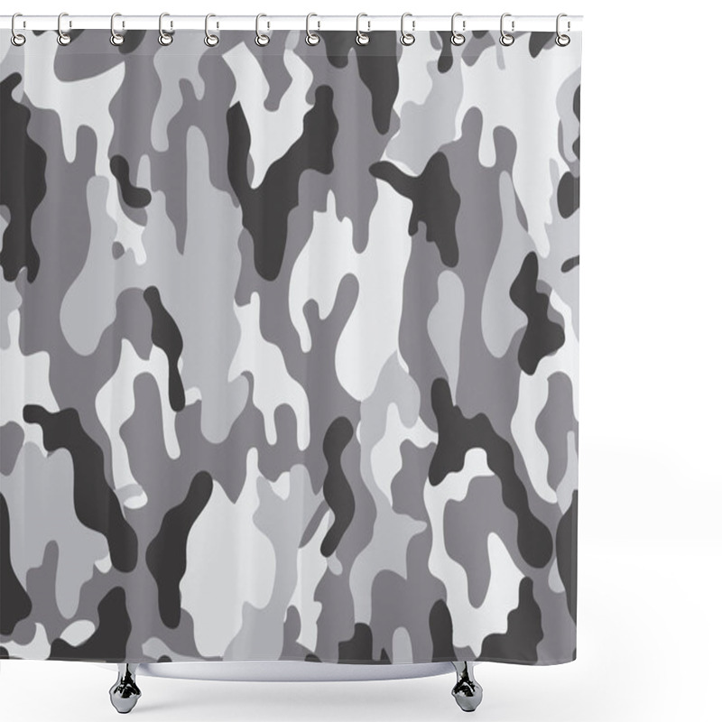 Personality  Texture Military Camouflage Repeats Seamless Army Green Hunting. Camouflage Pattern Background. Classic Clothing Style Masking Camo Repeat Print. Four Colors Forest Texture. Vector Illustration. Shower Curtains