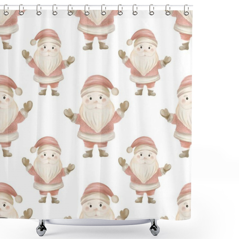 Personality  Cute Santa Claus Illustrations In Repeating Pattern Perfect For Seasonal Decorations And Crafts Shower Curtains