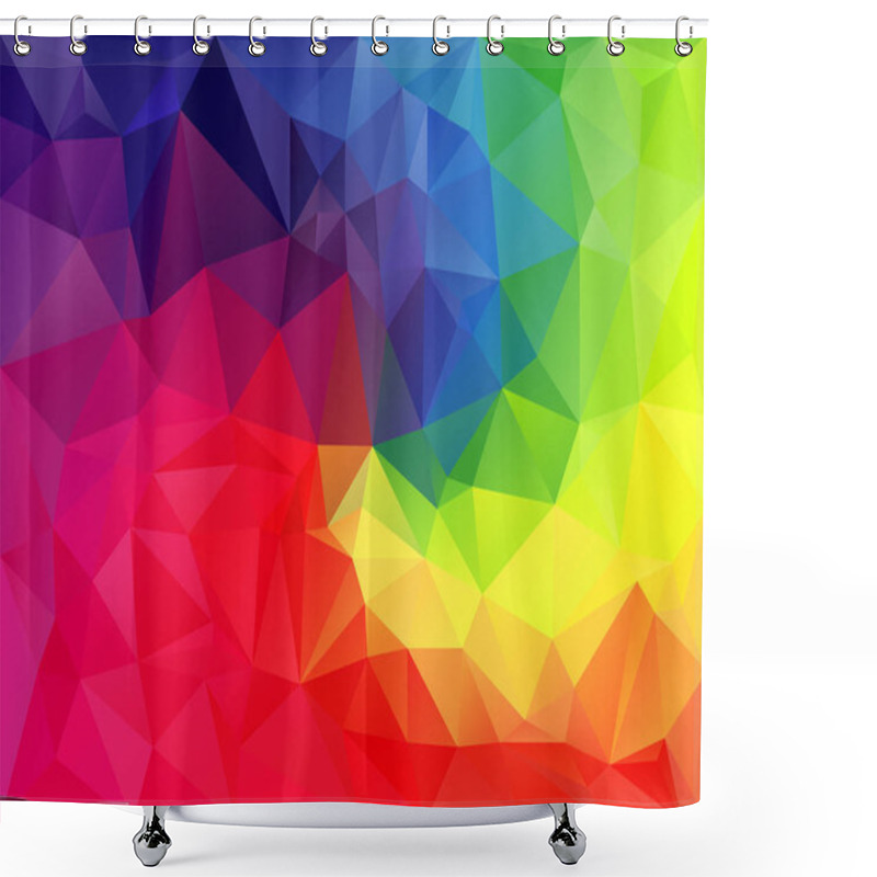 Personality  Vector Abstract Irregular Polygon Background With A Triangular Pattern In Full Color Spectrum Rainbow Shower Curtains