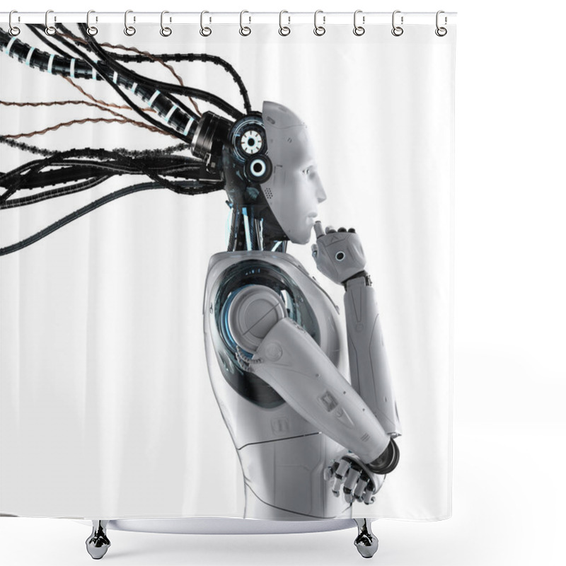 Personality  Robot With Wires Isolated Shower Curtains