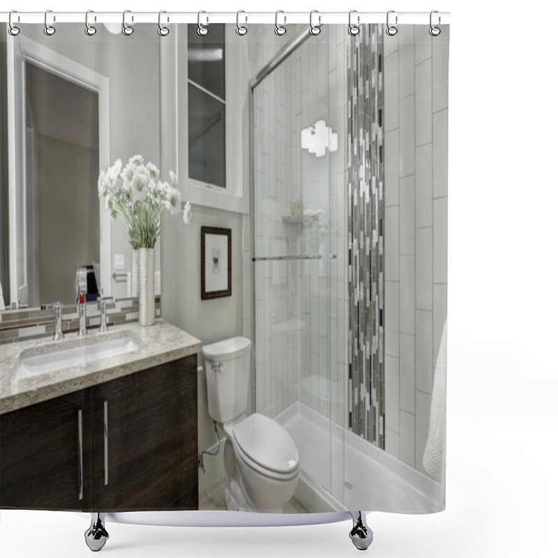 Personality  Glass Walk-in Shower In A Bathroom Of Luxury Home Shower Curtains