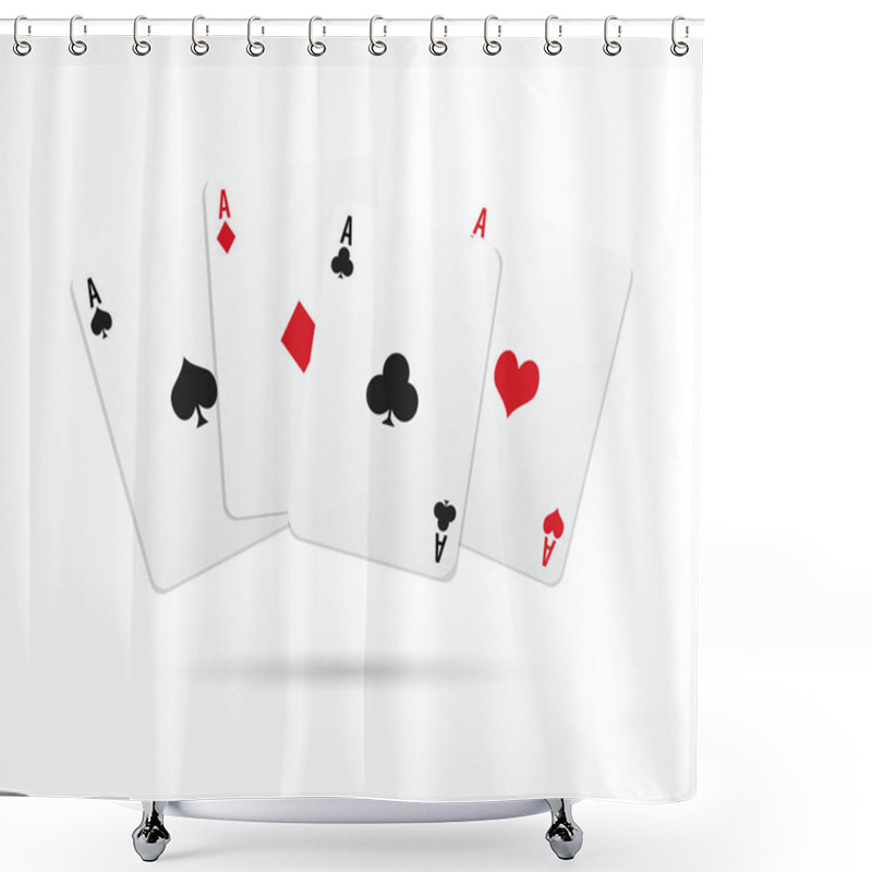 Personality  A Set Of Playing Cards Of Aces, Hearts, Spades, Diamonds, Clubs. Casino Icons, Vector Shower Curtains