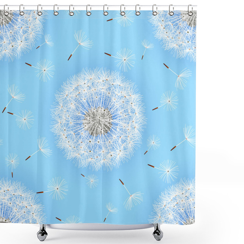 Personality  Seamless Pattern Blue With Flowers Dandelions Shower Curtains