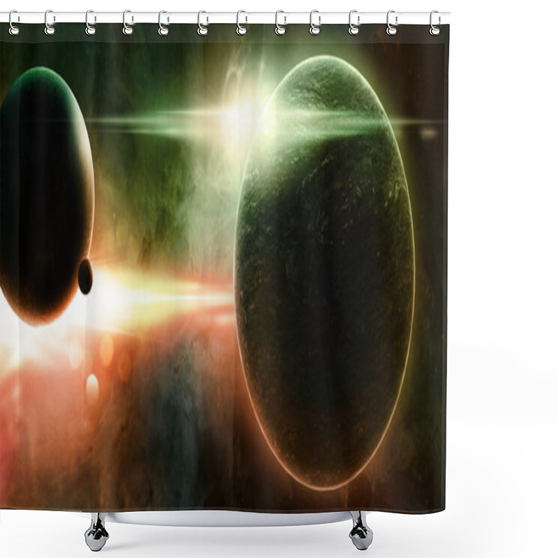 Personality  Planets On A Starry Background Shower Curtains