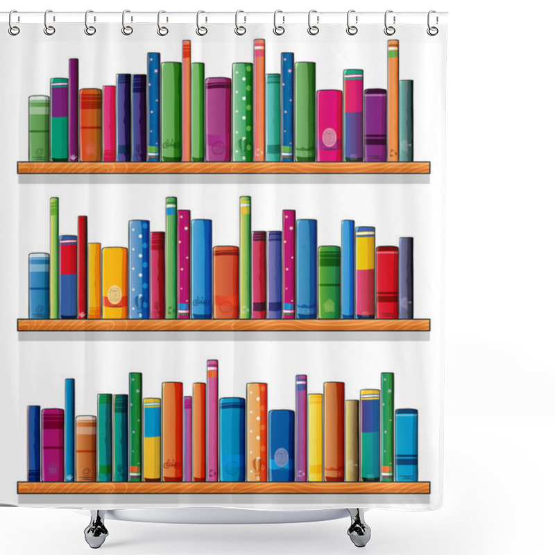 Personality  Wooden Shelves With Books Shower Curtains