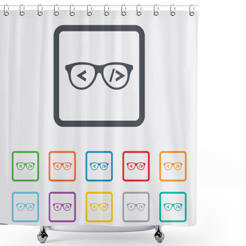 Personality  Coder Sign Icon. Programmer Symbol. Shower Curtains