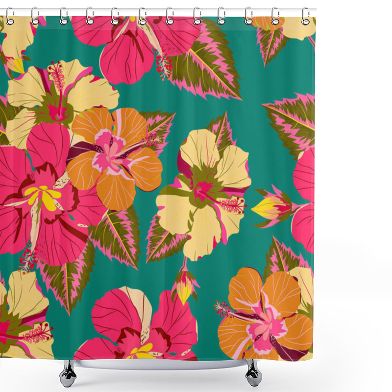 Personality  Seamless Tropical Flower ,plant Vector Pattern Background Shower Curtains