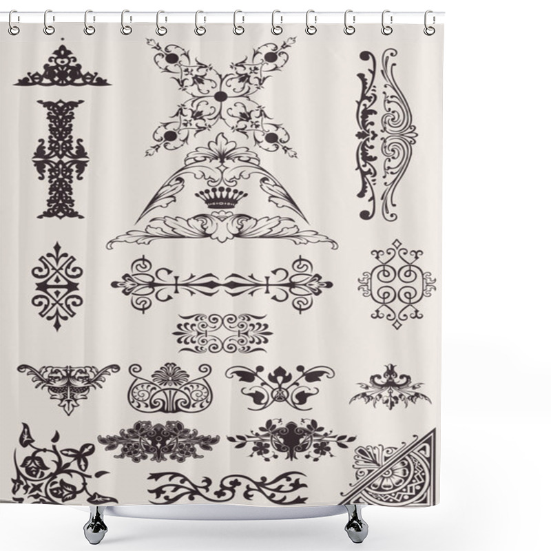 Personality  Set Of Different Style Design Elements Shower Curtains