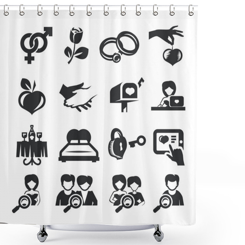 Personality  Dating Icon Set Shower Curtains