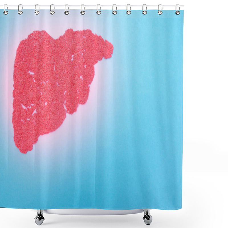 Personality  Red Organ Liver On A Blue Background. The Concept Of Liver Disea Shower Curtains