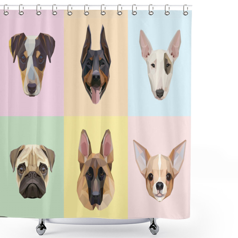 Personality  Dog Breeds Portraits  Shower Curtains