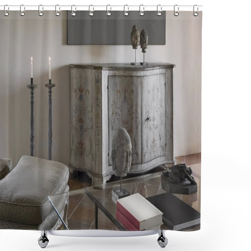 Personality  Interiors Shots Of A Rustic Living Room  Shower Curtains