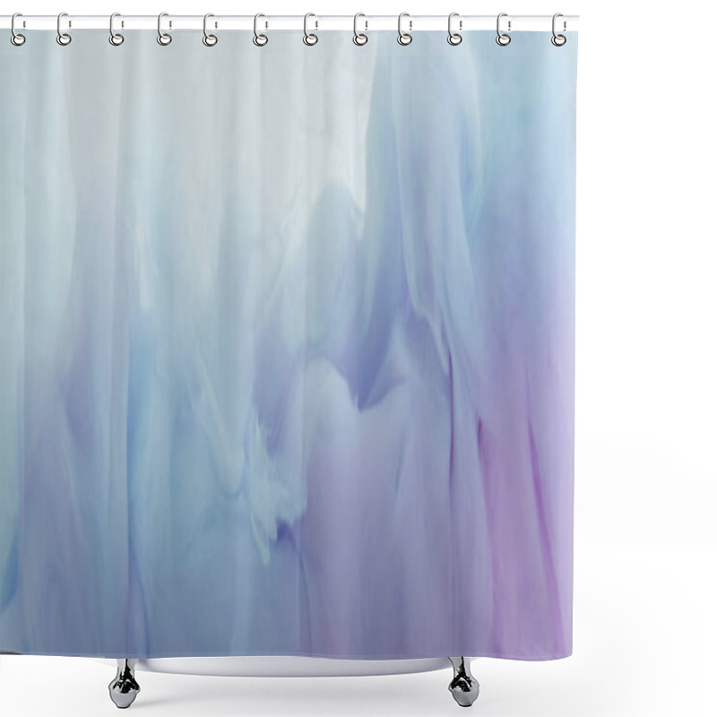 Personality  Close Up View Of Light Blue And Purple Paint Swirls In Water Shower Curtains