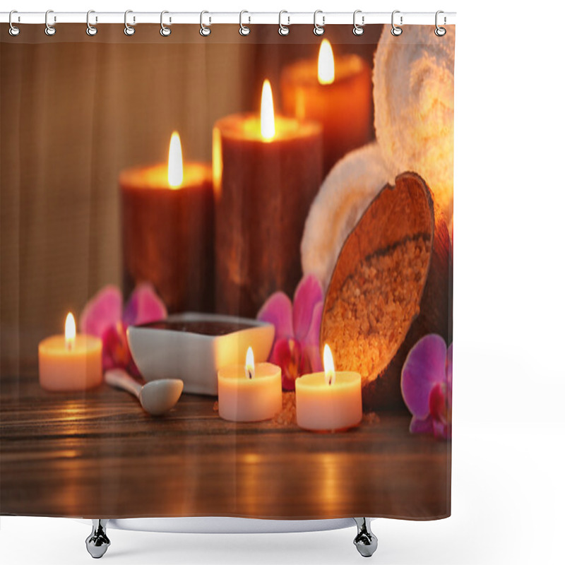 Personality  Spa Composition With Candles Shower Curtains