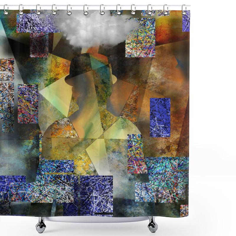 Personality  Art Man. Modern Digital Abstract. 3D Rendering Shower Curtains