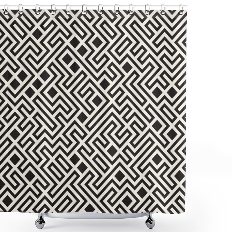 Personality  Vector Seamless Black And White Maze Lines Pattern Shower Curtains